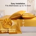 thumbnail image 4 of Kelnaro King Size Satin Sheet Set 4-Piece, Deep Pocket Cooling & Breathable Bedding, Silky Soft Wrinkle Resistant, Gold Yellow, 4 of 6