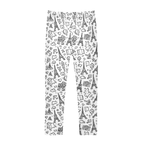 joogoo Girls' Leggings Retro Eiffel Tower Yoga Pants 6T