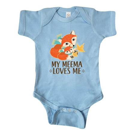 

Inktastic Meema Loves Me Gift Fox Gift Baby Boy or Baby Girl Bodysuit