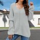thumbnail image 5 of Suéter Jerseys de ganchillo para mujer, estilo informal, traje de vacaciones de ajuste holgado (gris M) Ygjytge Gris T M para Mujer, 5 of 7