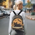 thumbnail image 7 of FORMRS Mini Backpack Purse for Women Quilted Travel Daypack Casual Shoulder Bag, Orange Halloween Cat, 7 of 7