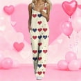 thumbnail image 3 of Fgvctg Valentine's Day Womens Jumpsuits Wide Leg Pant Date Night Spaghetti Straps Holiday Love Heart Graphic Jumpsuit Sleeveless Bib Overalls Sprimg Romper Clothes With Pockets Beige 5XL, 3 of 3
