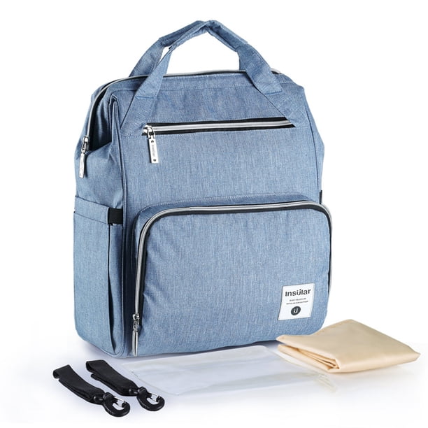 Bolsa de pañales Bolsa de Pañales Mochila multifunción impermeable Bolsas de pañales de gran capacidad para el cuidado del bebé Viajes Con amplia abierta Correa de cochecito Azul Insular Bolsa de pañales