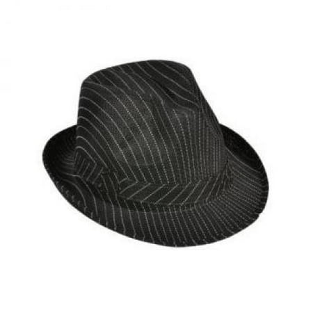 Roaring 20s Gangster Costume Black Pin Stripe Fedora