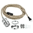 thumbnail image 1 of Unique Bargains 15.4Ft Pendant Light Cord Kit, Plug in E26 Socket Hanging Light with Switch Industrial Vintage Twisted Rope, Chrome, 1 of 7