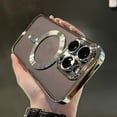 thumbnail image 3 of High-Quality Electroplated Magnetic Absorption Phone Case with Compatibility, Wireless Charging, Shockproof Protection, and Clear TPU Material for iPhone - Includes Lens Film Protector, 3 of 12