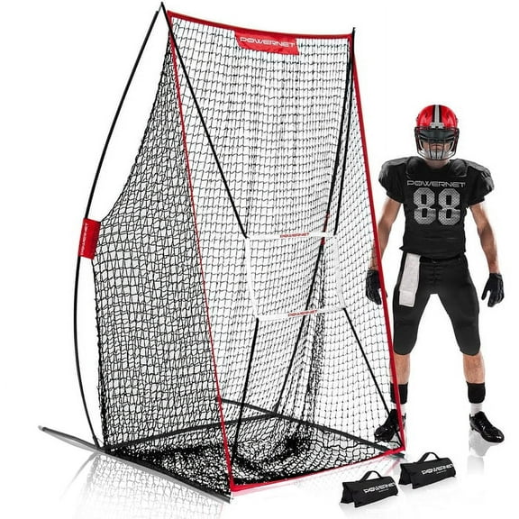 PowerNet Sideline Trainer, 7 x 4 FT Football Kicking Net for Punting Kicking Passing or Snapping, Portable Football Practice Equipment, Outdoor & Indoor Football Team Training Aid