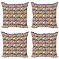 thumbnail image 1 of Abstract Throw Pillow Cushion Case Pack of 4, Modern Hand-drawn Style Illustration of Jungle Flowers Colorful Leaves and Petals, Modern Accent Double-Sided Print, 4 Sizes, Multicolor, by Ambesonne, 1 of 2