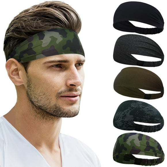 beister Diademas Deportivas para Hombre y Mujeres (Paquete de 5), Bandas Elásticas Antideslizantes Que Absorben la Humedad, Bandas Anchas de Moda para Entrenamiento Atlético, Correr, Ciclismo, Balonc