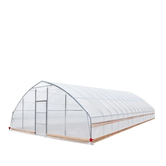 Tunnel Greenhouse Grow Tent, 25' x 60', w/6 Mil Clear EVA Plastic Film, Cold Frame, Hand Crank Roll-Up Sides, Peak Ceiling Roof, TMG-GH2560