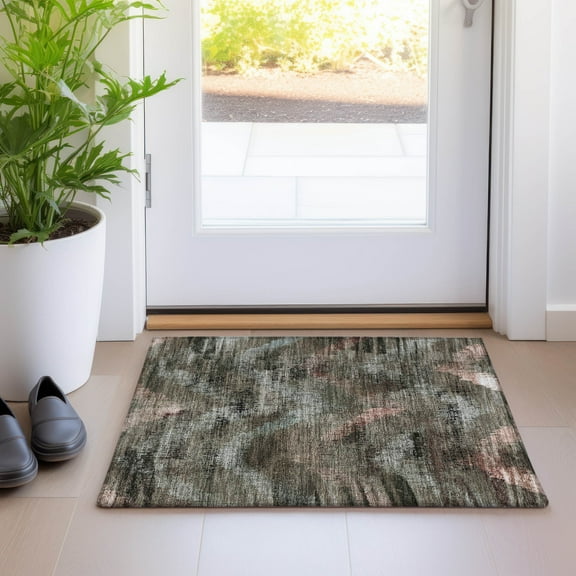 Addison Rugs Chantille Indoor/Outdoor Transitional Lines Brown Washable Rectangle Rug, 1'8" x 2'6"