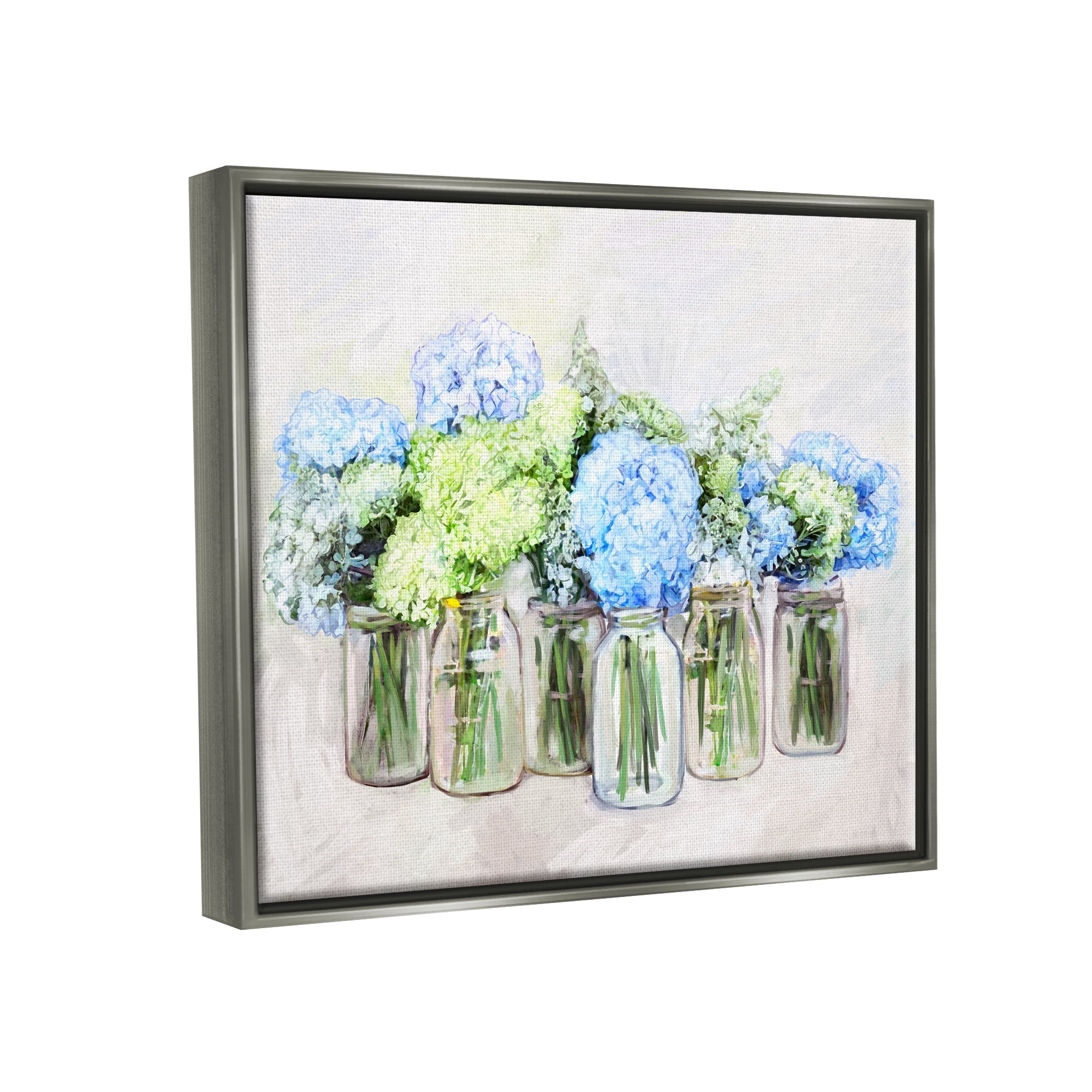 Stupell Abundant Hydrangea Bouquet Garden Botanical & Floral Painting Gray Floater Framed Art Print Wall Art