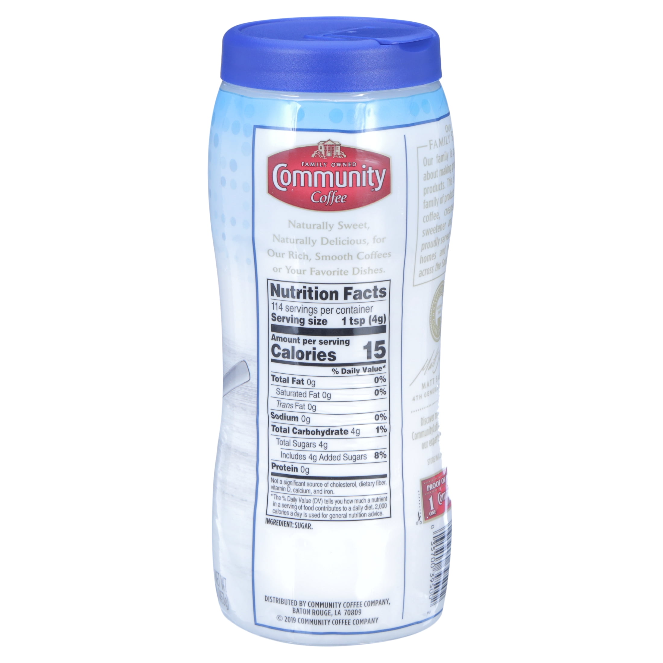 Community Coffee Sugar 16 oz Canister