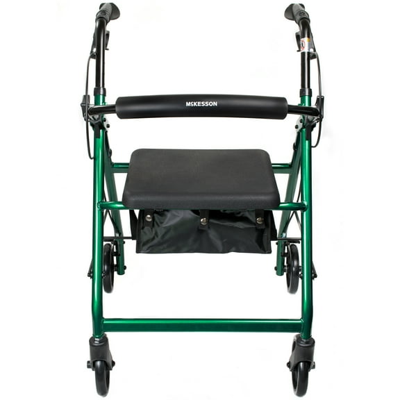 McKesson Rollator Walker with Seat - Lightweight, Aluminum Walker with Wheels, 1 Ct