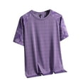 thumbnail image 2 of T-shirts for Men Ice Silk T-shirt Breathable Round Neck Short Sleeved Casual Sports T-shirt Purple L Mens Tops, 2 of 6