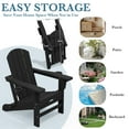 thumbnail image 2 of LOYALICE Folding Adjustable Adirondack Chair with Retractable Ottoman, HDPE Weatherproof Outdoor Chair With Double Cup Holder, Black, 2 of 11