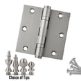 thumbnail image 5 of Embassy 3.5” x 3.5” Door Hinge Heavy Duty Hinges with Satin Nickel Finish & Steeple Finials, 5 of 7