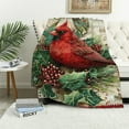 thumbnail image 4 of Creowell Cardinal Holly Leaves Warm Cozy Decorative Blanket 50*60in, 4 of 7