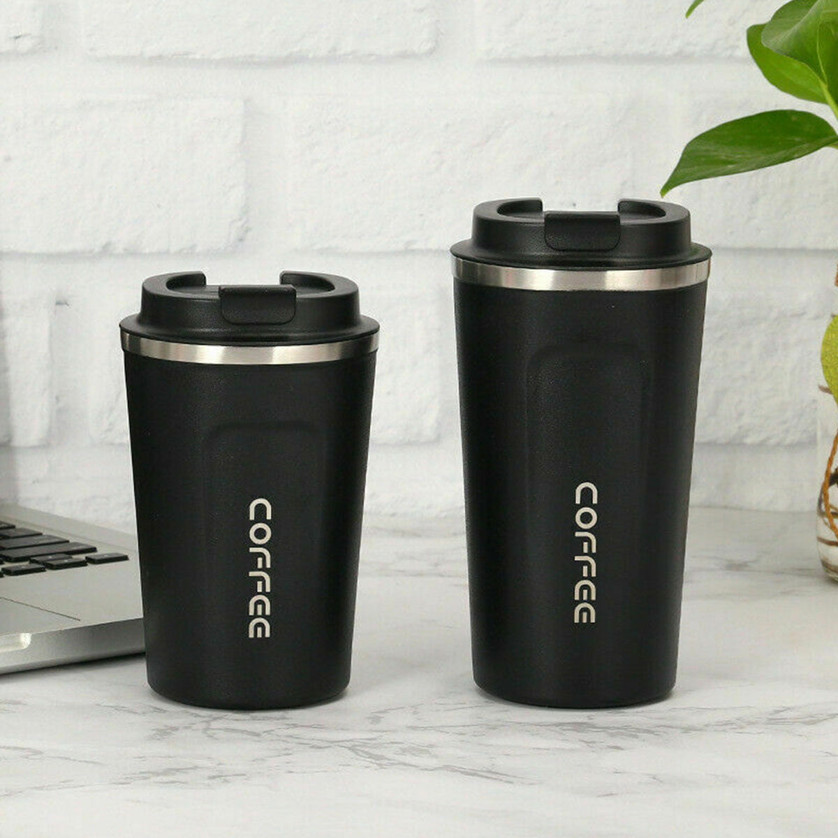 Coffee Mug to Go Stainless Steel Thermos – Thermal Mug Double Wall  Insulated – Coffee Cup with Leak-proof Lid, Reusable,Black 