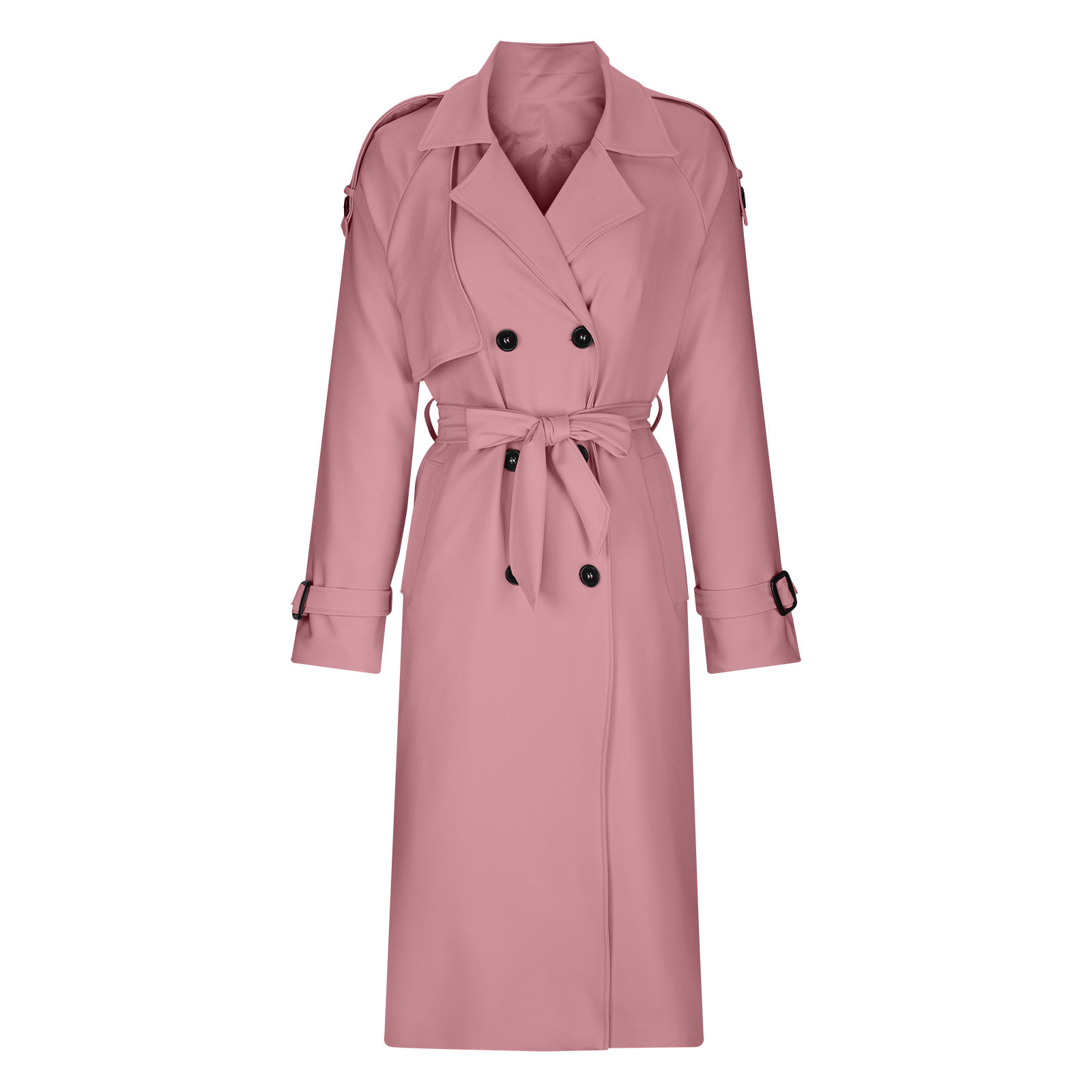YFPWM Women Classic Double Breasted Coats Slim Long Jacket Winter Long Trench Coat Long Sleeve Double Breasted Coat Trench Coat Long Sleeve Coat Jacket Pink XL - image 4 of 7
