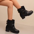 thumbnail image 6 of Tawop Ladies Boots Chunky Low Heel Buckle Winter Fall Black Boots, 6 of 7