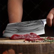 WXCOO 1pc,Kitchen Knife Stainless Steel 8 Inch Forged Kitchen Knife Sharp Bone Chopping Knife Damascus Pattern Meat Fish Slicing Knife Butcher Knife Cooking Tools