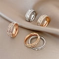 thumbnail image 2 of Luxury Rose Gold Double Rowed Square Zircon Stainless Steel Ring Women's Romantic Engagement Wedding Party Jewelry Women Gift, 2 of 5
