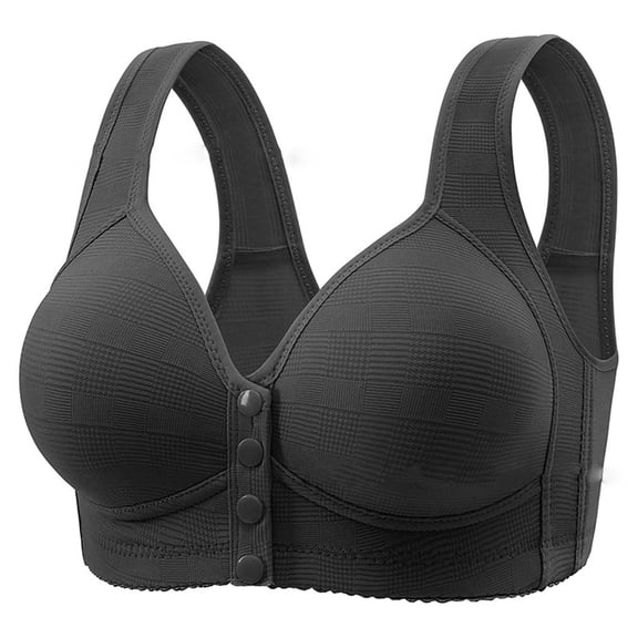 Ynynloco Women's Ribbed Daisy Bras No Underwire Front Closure Comfort Senior Wireless Snap Closing Bra