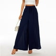 thumbnail image 4 of IDALL Wide Leg Pants Woman Lounge Pants Women Women Flowy Ruffle Solid Color Drawstring Waist Pants Baggy Pants Women'S Pants Navy XL, 4 of 6