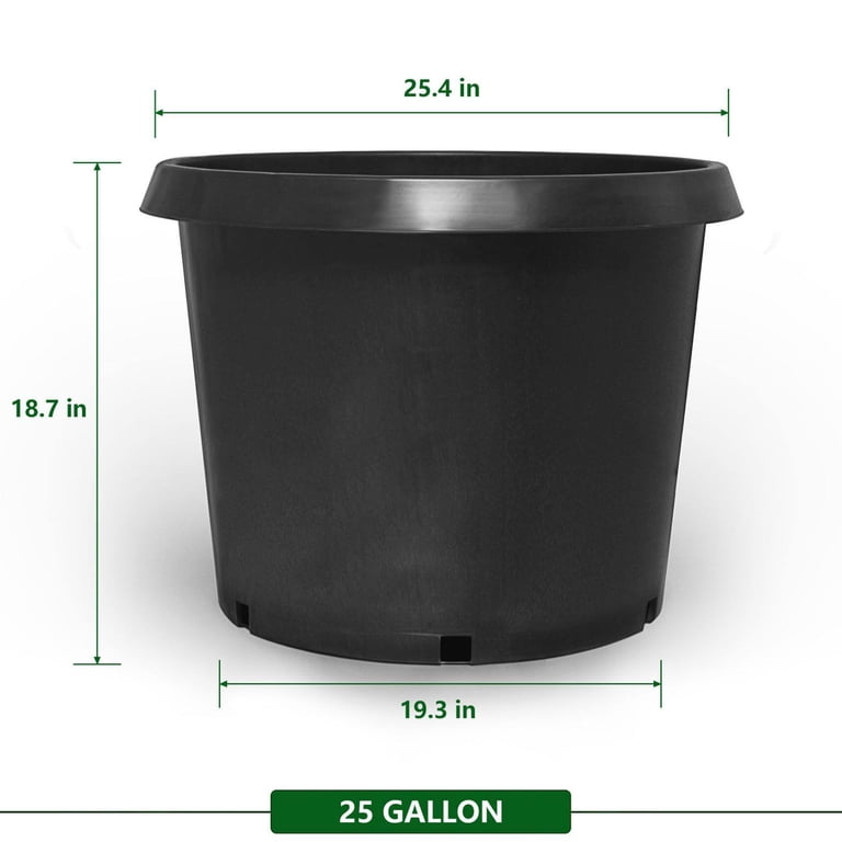 Black Plastic Nursery Pots | 1, 2, 3, 5, 7, 10, 20, 25 Gallon Plant Containers