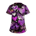 thumbnail image 3 of Valentines Scrubs Top for Women Casual Criss Cross V Neck Cute Love Hearts Graphic Scrubs Hoilday Short Sleeve Scrub Shirts Nursing Workwear Medical Nurse Uniform with Pockets Purple M, 3 of 4