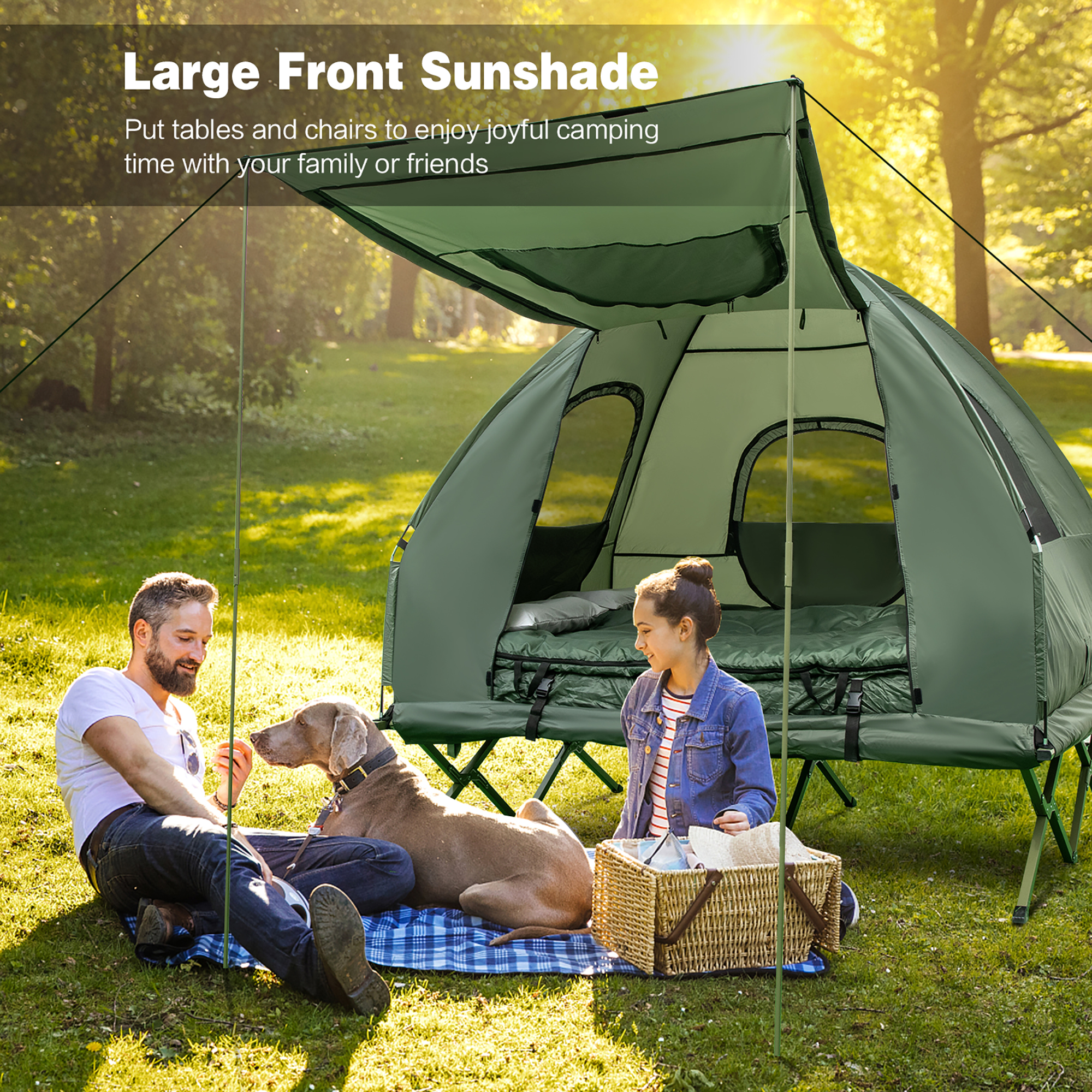 Gymax 2-Person Compact Portable Pop-Up Tent/Camping Cot w/ Air Mattress & Sleeping Bag - image 3 of 10