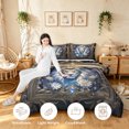 thumbnail image 4 of Manfei Woodland Lion Full Size Comforter Sets, Vintage Boho Western Bedding Comforter Set, Blue Brown, Polkadot Reversible, 3-Piece, 1 Comforter and 2 Pillowcases, 4 of 7
