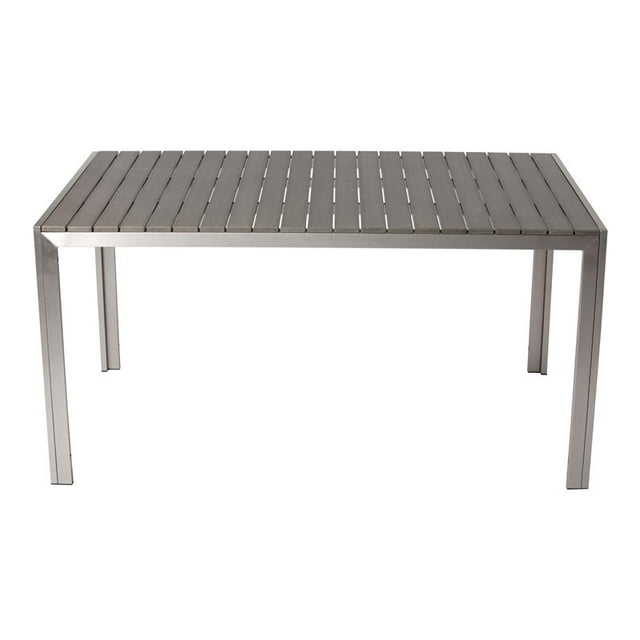 Pangea Home Breeze 59" Modern Aluminum Frame Patio Dining Table in Gray