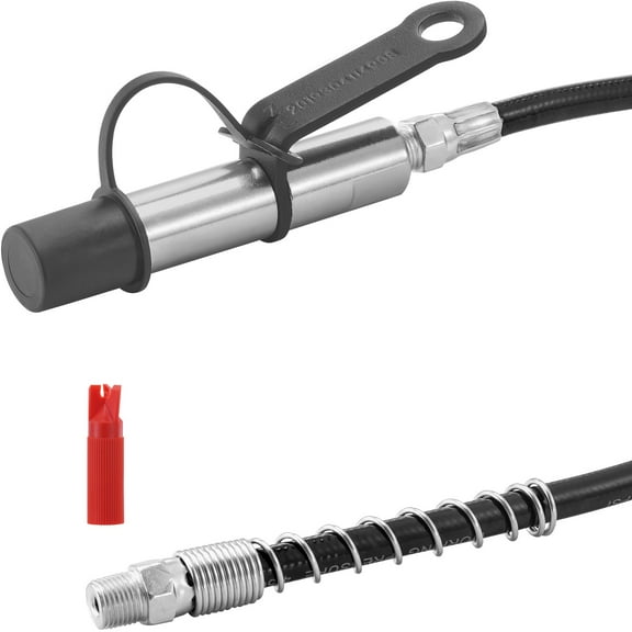 KFFKFF Grease Gun Adapter, 10000 PSI Pressure, Triple-Jaw Lock, Swift Disconnect Tip with Hose & Zerk Cleaning Attachments, Leak-Resistant Cover, Fits All 1/8" NPT Grease Gun Models