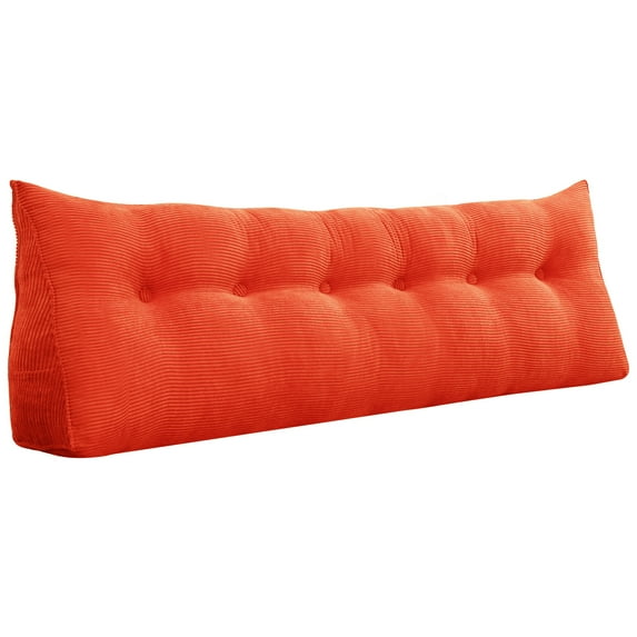 WOWMAX Sofa Bed Large Filled Triangular Wedge Cushion Bed Backrest Positioning Support Pillow Reading Pillow Office Lumbar Pad with Removable Cover Orange California King