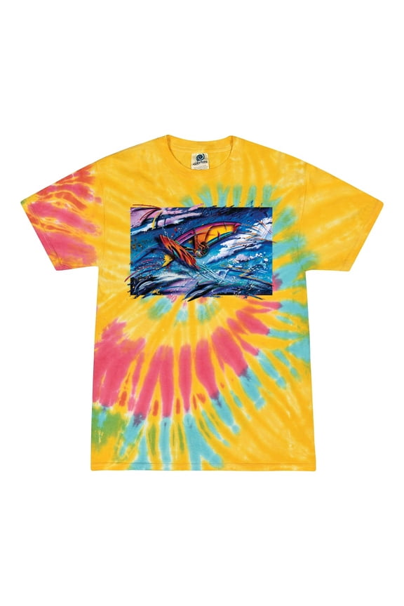 , Abstract Wind Surfer with Dolphins, Animal Lover, Tie-Dye Tees, Aurora, Medium