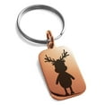 thumbnail image 1 of Gold Plated Stainless Steel Rudolph Reindeer Engraved Small Rectangle Dog Tag Charm Keychain Keyring, 1 of 1