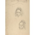 thumbnail image 3 of George Richmond 18x24 Black Modern Framed Museum Art Print Titled - Two Portrait Studies of the Artist's Wife, and a Study of a Leg and Torso (1829-33), 3 of 5