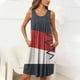 thumbnail image 1 of Camisón de mujer con estampado y bolsillos, sin mangas, plisado, cuello redondo, 1 of 8