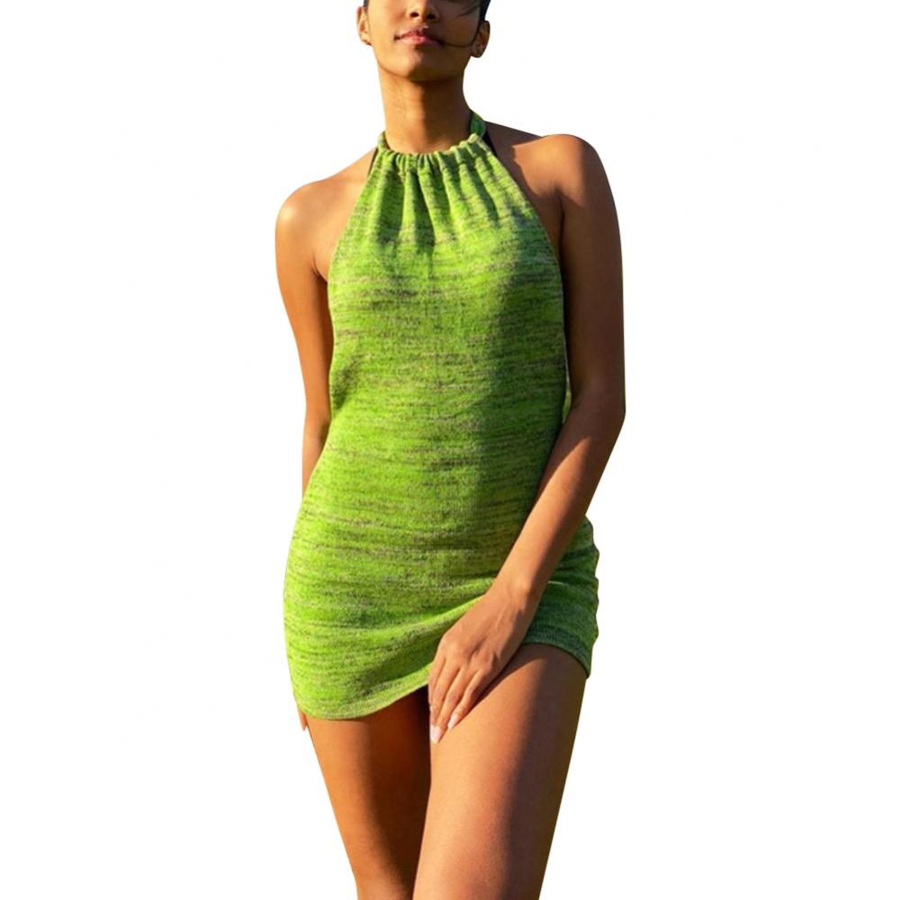 Green knit backless dress Clearance