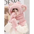 thumbnail image 1 of Gorro infantil oso tridimensional conjunto de tres piezas de invierno bebé más guantes de terciopelo niños y niñas gorro cálido bufanda integrado, 1 of 6