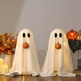 thumbnail image 2 of OIUR Halloween Lighted White Ghost Spooky LED Light-Up Velvet Cloth Ghost with Pumpkin for Holiday Home Kitchen Fireplace Tabletop Decor, 2 of 7