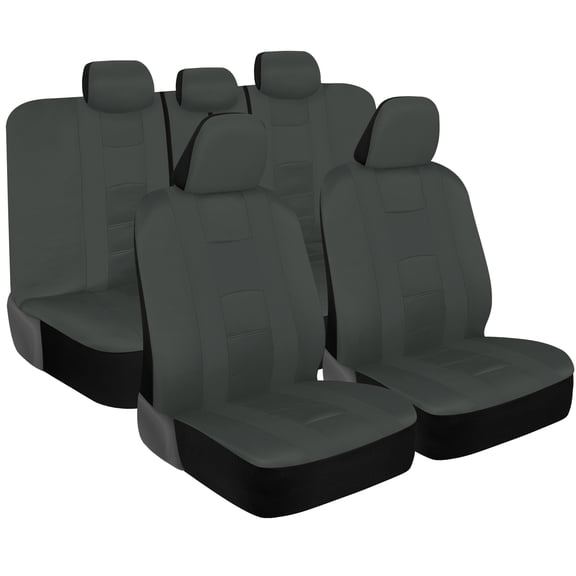 carXS Forza Solid Gray Car Seat Covers Full Set, Includes Front Seat Covers and Rear Bench Seat Cover for Cars Trucks SUV, Automotive Interior Car Accessories