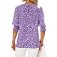 thumbnail image 4 of Polka Dots Print Women 3/4 Sleeve Casual Chiffon Blouse Tops, 4 of 5