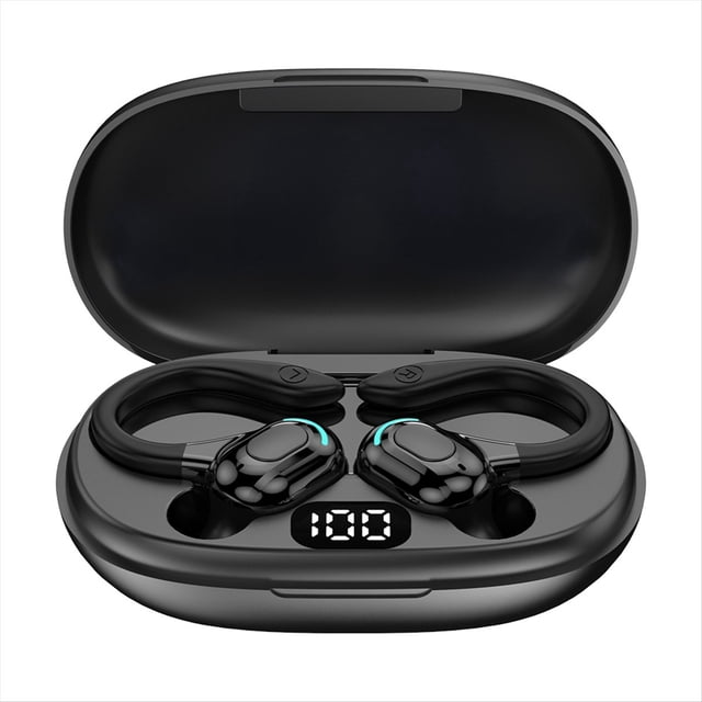 Auriculares Bluetooth con Gancho para la Oreja, Traducción Inteligente con IA, Pantalla Digital, Deportivos, Reducción de Ruido, Color Negro.