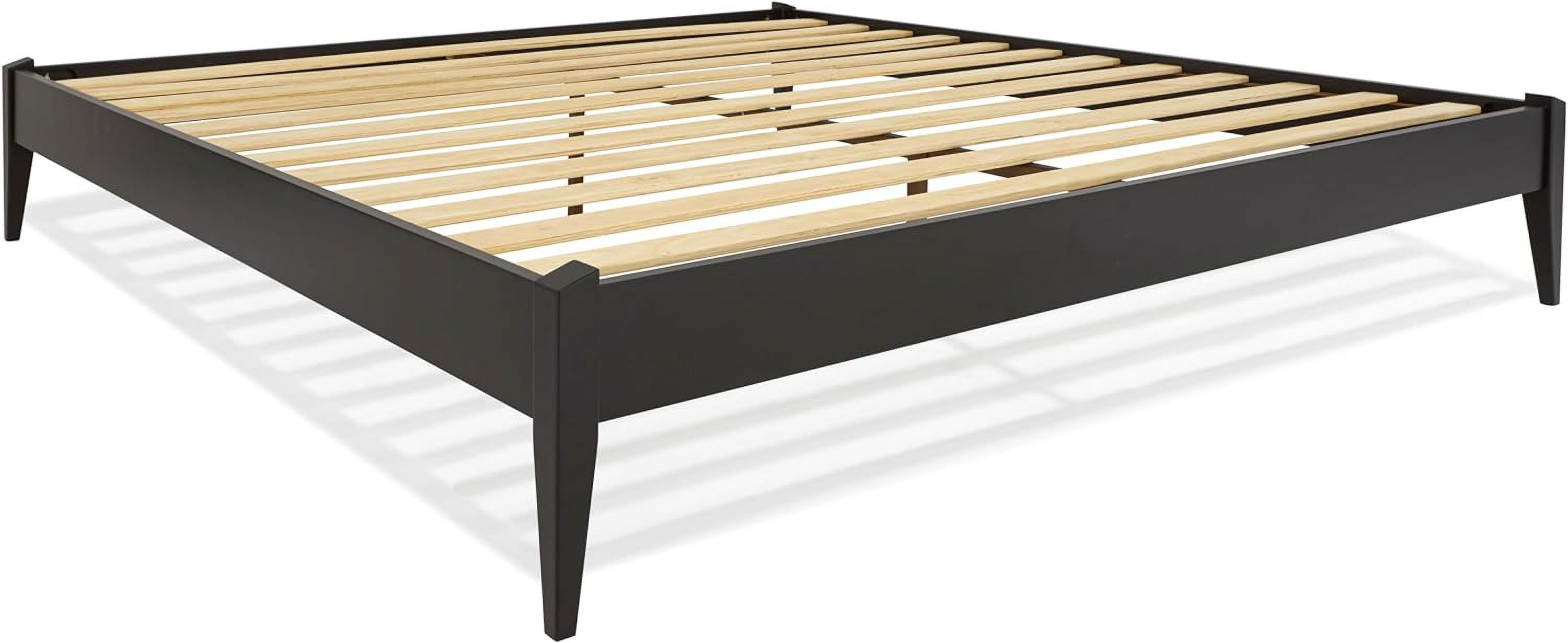 Dinkee King Platform Bed Frame Wood 15 Inch - Solid Wood Bed Frame - Modern & Minimalist Style - 12 Strong Wood Slat Support - Easy Assembly - No Box Spring Needed - Black