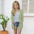 thumbnail image 2 of Breezora Girls Lightweight Open Front Cardigan Long Sleeve V Neck with Pockets Versatile Seasonal Layering Top 120 Size Green, 2 of 6