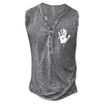 thumbnail image 1 of 2025 Men's Tank Tops Mens Summer Retro Oversized T Shirts for Men Old Basic Button Placket Workout Tank Tops for Men Small Print Sleeveless Shirt Top Men T, 1 of 2