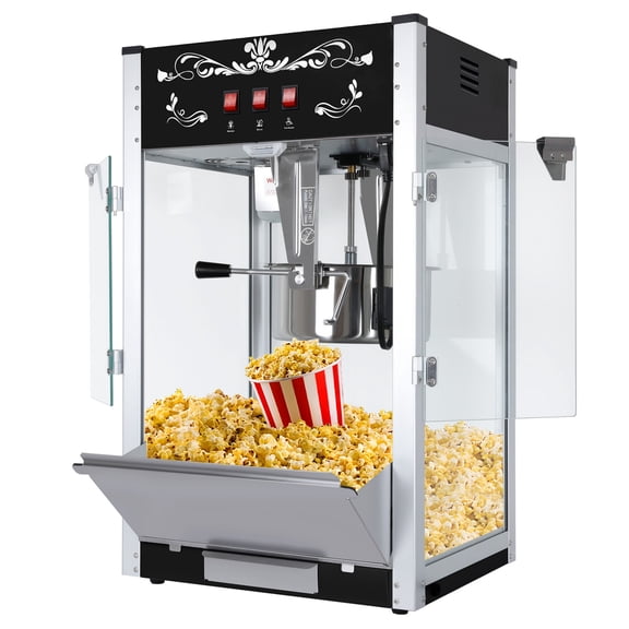 62cups Kaitu Popcorn Machine with 16 Ounce Kettle, Countertop Popcorn Maker Commercial Popcorn Machine w/Stainless Steel Scoop, Oil Spoon & 3 Popcorn Cups for Home Movie Theater, Black